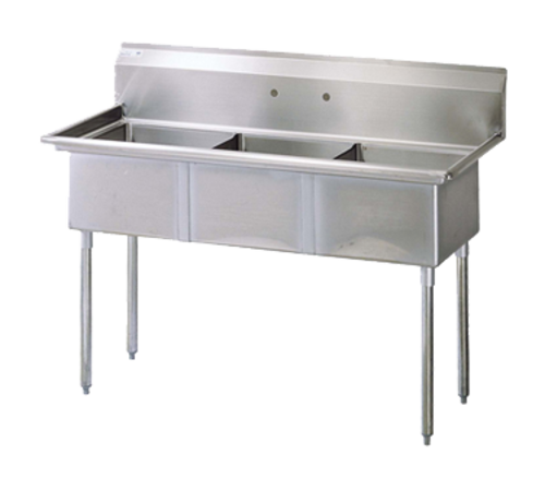 Turbo Air TSA-3-N 60" 3 Compartment Sink w/ 18"L x 18"W Bowl, 11" Deep-cityfoodequipment.com