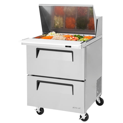 Turbo Air TST-28SD-12-D2-N 27" Super Deluxe Mega Top Sandwich/Salad Prep Table w/ Refrigerated Base, 115v-cityfoodequipment.com