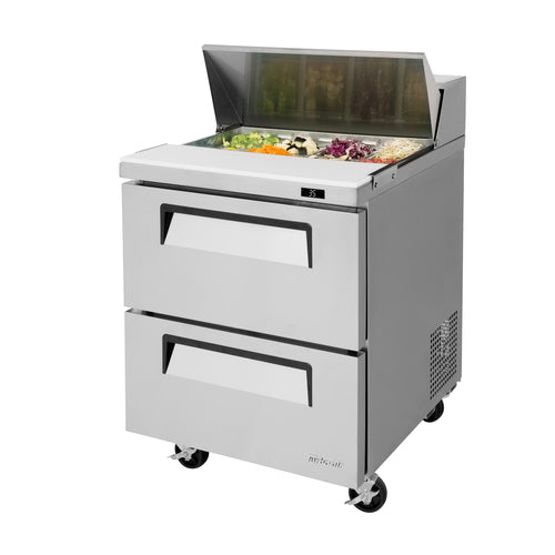 Turbo Air TST-28SD-D2-N 27" Super Deluxe Sandwich/Salad Prep Table w/ Refrigerated Base, 115v-cityfoodequipment.com
