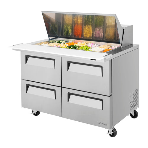 Turbo Air TST-48SD-18-D4-N 48" Super Deluxe Mega Top Sandwich/Salad Prep Table w/ Refrigerated Base, 115v-cityfoodequipment.com