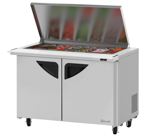 Turbo Air TST-48SD-18-N-FL 48 1/4" Super Deluxe Mega Top Sandwich/Salad Prep Table w/ Refrigerated Base, 115v-cityfoodequipment.com