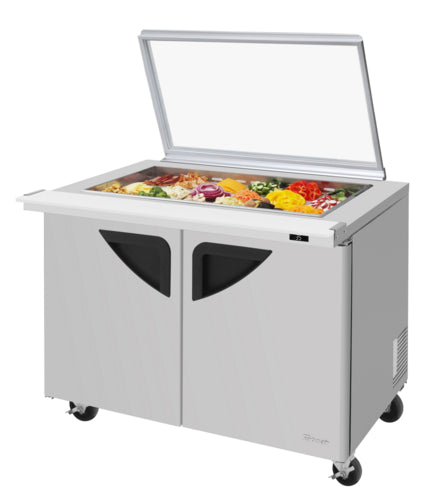 Turbo Air TST-48SD-18-N-GL 48" Super Deluxe Mega Top Sandwich/Salad Prep Table w/ Refrigerated Base, 115v-cityfoodequipment.com