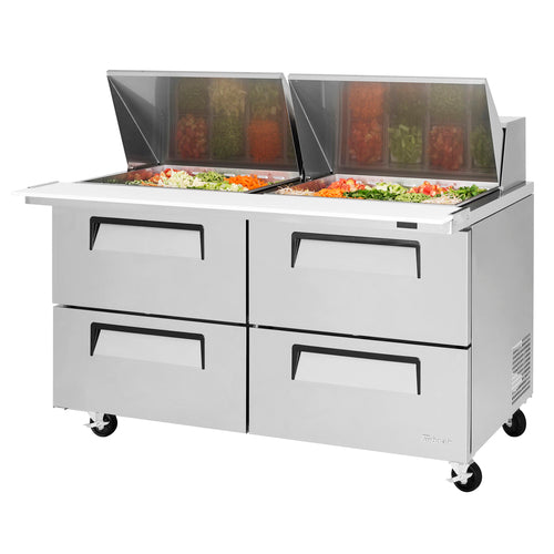Turbo Air TST-60SD-24-D4-N 60 1/4" Super Deluxe Mega Top Sandwich/Salad Prep Table w/ Refrigerated Base, 115v-cityfoodequipment.com
