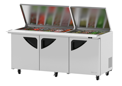 Turbo Air TST-72SD-30-N-FL 72 5/8" Super Deluxe Mega Top Sandwich/Salad Prep Table w/ Refrigerated Base, 115v-cityfoodequipment.com