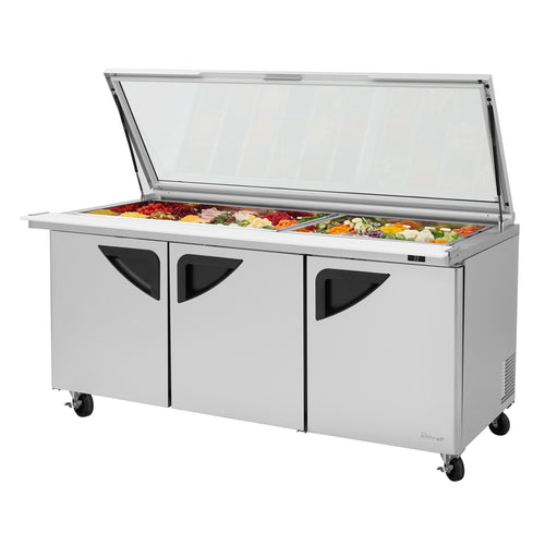 Turbo Air TST-72SD-30-N-GL 72 5/8" Super Deluxe Mega Top Sandwich/Salad Prep Table w/ Refrigerated Base, 115v-cityfoodequipment.com