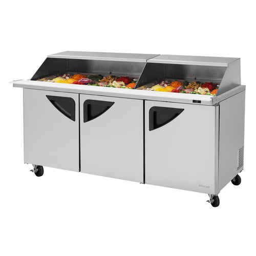 Turbo Air TST-72SD-30-N-SL 72 5/8" Super Deluxe Mega Top Sandwich/Salad Prep Table w/ Refrigerated Base, 115v-cityfoodequipment.com