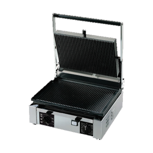 Univex PPRESS1.5R Single Commercial Panini Press W/ Cast Iron Grooved Plates, 120v-cityfoodequipment.com
