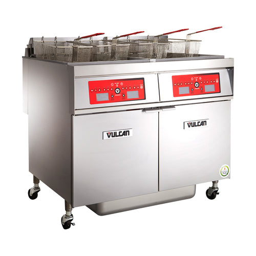 Vulcan 2ER85CF Electric Fryer - (2) 85 lb Vats, Floor Model, 208v/3ph-cityfoodequipment.com