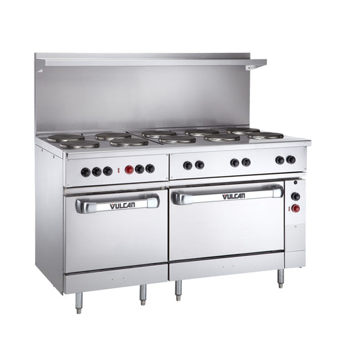 Vulcan EV60SS-10FP208 60" EV Series Electric Range W/ (10) French Hot Plates, 208v/1ph/3ph-cityfoodequipment.com