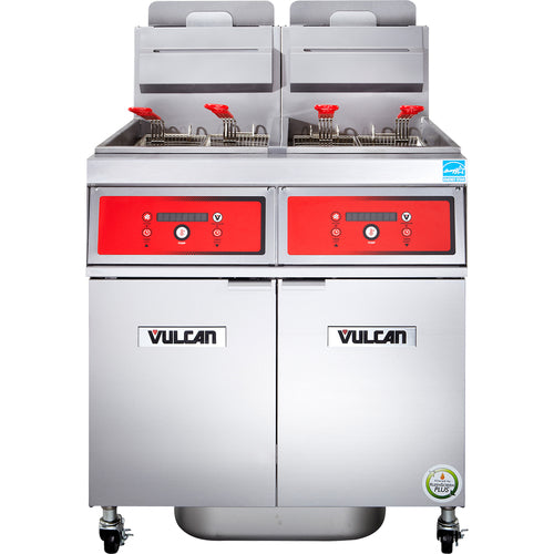 Vulcan 2VK65CF Gas Fryer - (2) 70 lb Vats, Floor Model, Natural Gas-cityfoodequipment.com