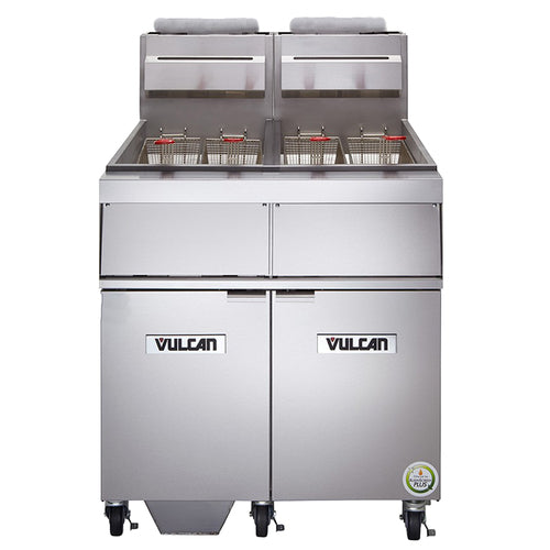 Vulcan 3GR45MF Gas Fryer - (3) 50 lb Vats, Floor Model, Natural Gas-cityfoodequipment.com