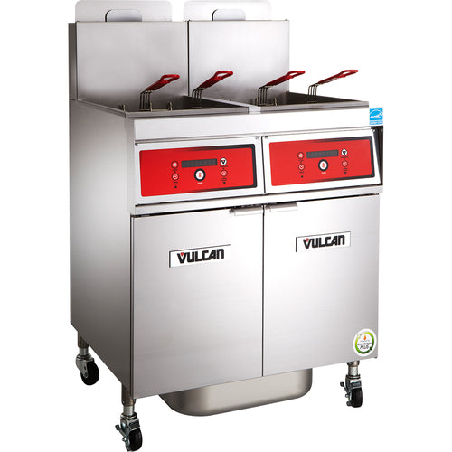 Vulcan 4VK85DF Gas Fryer - (4) 90 lb Vats, Floor Model, Natural Gas-cityfoodequipment.com