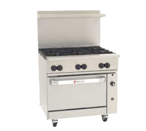 Wolf C36C-6B 36" 6 Burner Gas Range W/ Convection Oven, Natural Gas-cityfoodequipment.com