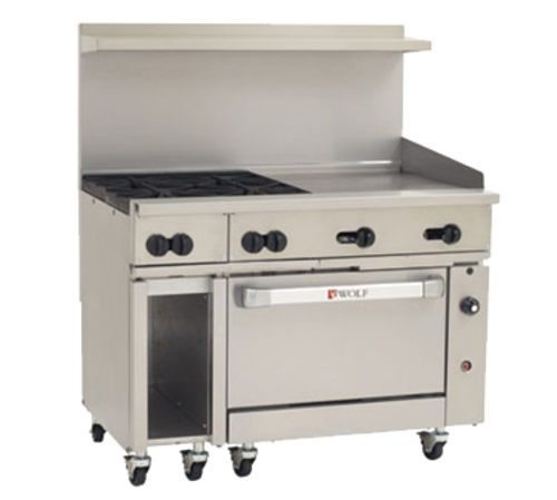 Wolf C48C-4B24GT 48" 4 Burner Gas Range W/ Griddle & Convection Oven, Natural Gas-cityfoodequipment.com