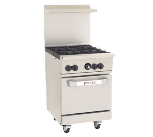 Wolf C24S-4B 24" 4 Burner Gas Range W/ Standard Oven, Natural Gas-cityfoodequipment.com