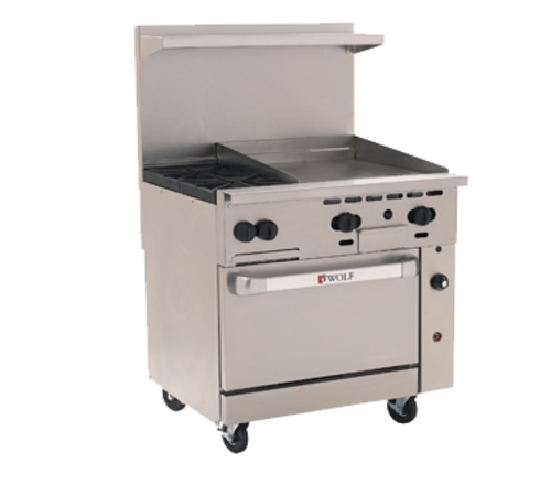 Wolf C36S-2B24G 36" 2 Burner Gas Range W/ Griddle & Standard Oven, Natural Gas-cityfoodequipment.com