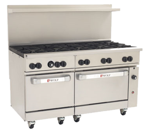 Wolf C60SC-10B 60" 10 Burner Gas Range W/ Standard & Convection Oven, Natural Gas-cityfoodequipment.com
