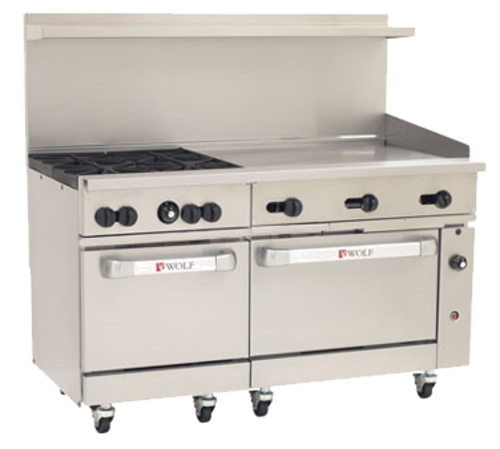 Wolf C60SC-4B36G 60" 4 Burner Gas Range W/ Standard & Convection Oven, Natural Gas-cityfoodequipment.com
