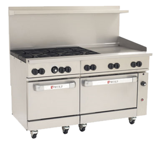 Wolf C60SC-6B24G 60" 6 Burner Gas Range W/ Standard & Convection Oven, Natural Gas-cityfoodequipment.com