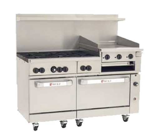 Wolf C60SC-6B24GB 60" 6 Burner Gas Range W/ Standard & Convection Oven, Natural Gas-cityfoodequipment.com