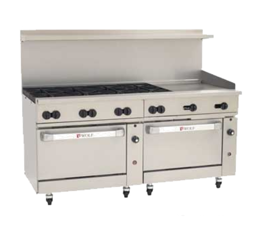 Wolf C72CC-8B24G 72" 8 Burner Gas Range W/ Griddle & (2) Convection Ovens, Natural Gas-cityfoodequipment.com