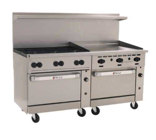 Wolf C72SS-6B36G 72" 6 Burner Gas Range W/ Griddle & (2) Standard Ovens, Natural Gas-cityfoodequipment.com