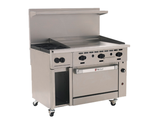 Wolf C48S-2B36G 48" 2 Burner Gas Range w/ Griddle & Standard Oven, Natural Gas-cityfoodequipment.com