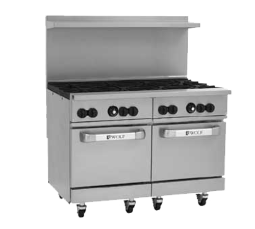 Wolf C48SS-8B 48" 8 Burner Gas Range w/ (2) Standard Ovens, Natural Gas-cityfoodequipment.com