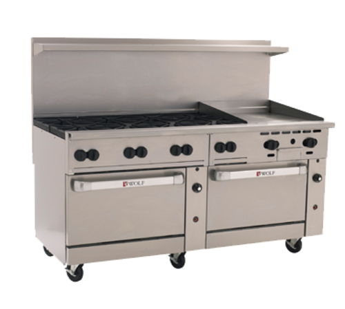Wolf C72SS-8B24G 72" 8 Burner Gas Range w/ Griddle & (2) Standard Ovens, Natural Gas-cityfoodequipment.com