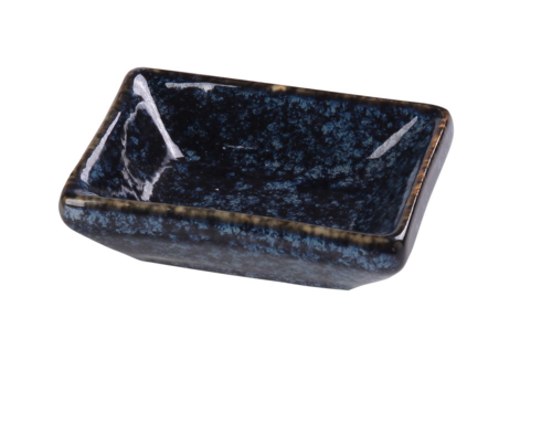 Yanco BL-4030 1 Oz Rectangular Sauce Dish - Ceramic, Blue Star-cityfoodequipment.com