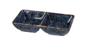 Yanco BL-4032 Rectangular Sauce Dish W/ (2) 1 1/5 Oz Compartments - Ceramic, Blue Star-cityfoodequipment.com