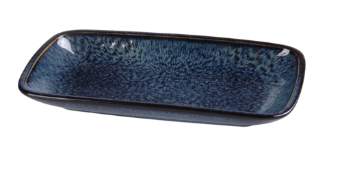 Yanco BL-512 Rectangular Dinner Plate - 12" x 6 1/2", Ceramic, Blue Star-cityfoodequipment.com