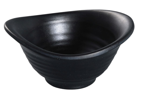 Yanco BP-3204 5 Oz Irregular Melamine Yuanbao Bowl, Black-cityfoodequipment.com