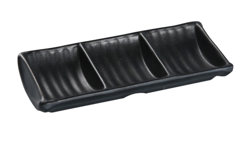 Yanco BP-4030 2 1/2 Oz Melamine Sauce Dish W/ (3) 2 1/2 Oz Compartments, Black-cityfoodequipment.com