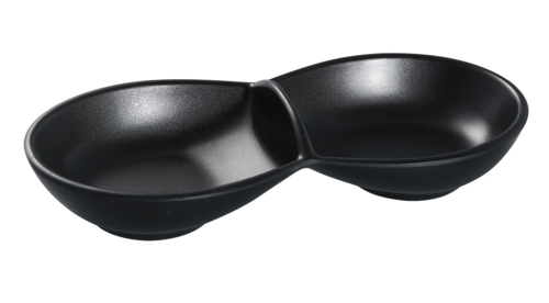 Yanco BP-4032 6 Oz Melamine Sauce Bowl W/ (2) 6 Oz Compartments, Black-cityfoodequipment.com