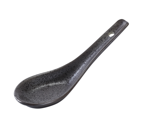 Yanco DB-7002 5 1/2" Diamond Black Spoon - Porcelain, Black-cityfoodequipment.com
