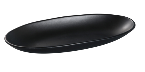 Yanco BP-4113 Boat Shaped Melamine Plate - 12 3/4" x 5 1/2", Black-cityfoodequipment.com
