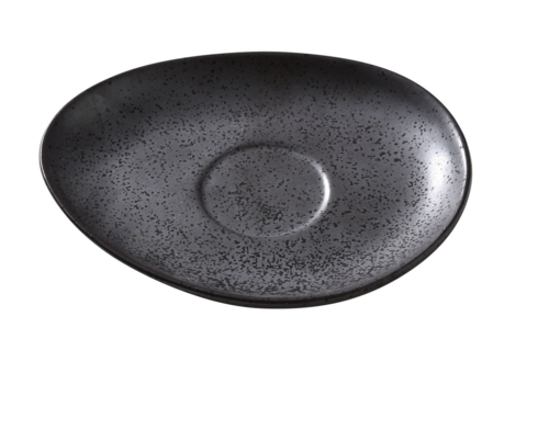 Yanco DB-002 6" X 4 1/2" Oval Diamond Black Saucer - Porcelain Black-cityfoodequipment.com