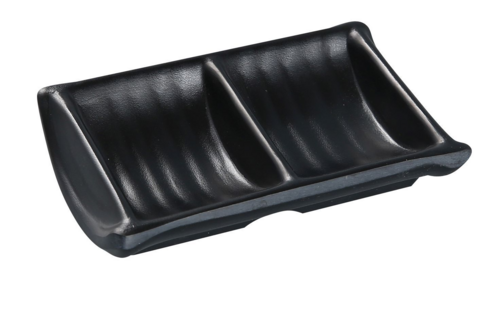 Yanco BP-4031 2 Oz Melamine Sauce Dish W/ (2) 2 Oz Compartments, Black-cityfoodequipment.com