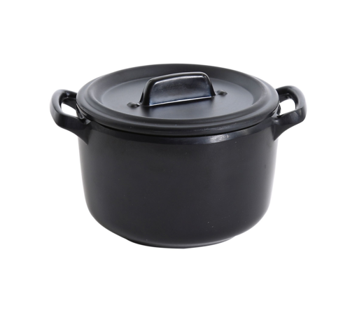 Yanco BP-4104 8 oz Round Melamine Bowl w/ Handles and Lid, Black-cityfoodequipment.com