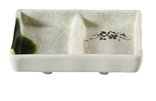 Yanco HO-4031 2 Oz Melamine Divided Dish W/ (2) Compartments - 5" X 3 1/2", Beige-cityfoodequipment.com