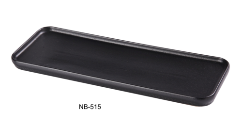 Yanco NB-515 Rectangular Dinner Plate - 15 1/2" X 5 1/2", Ceramic, Noble Black-cityfoodequipment.com