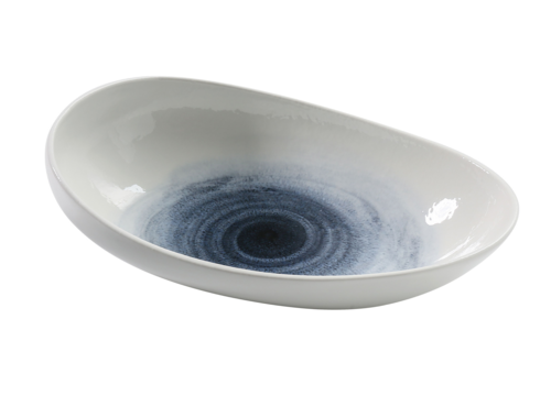 Yanco UN-411 Boat Shaped Universe Plate - 11 1/2" X 7 1/2", China, Blue-cityfoodequipment.com