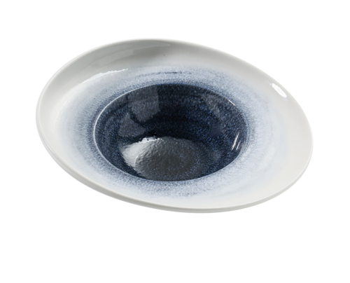 Yanco UN-709 9 1/2" Oval Universe Dessert Plate - China, Blue-cityfoodequipment.com