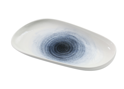 Yanco UN-413 Oval Universe Plate - 13 1/2" X 7 1/2", China, Blue-cityfoodequipment.com
