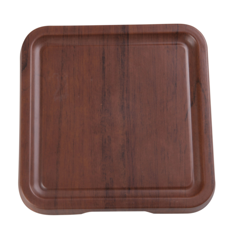 Yanco WL-307 Melamine Tray W/ Foot - 7 1/2" X 7 1/2", Wood Grain-cityfoodequipment.com