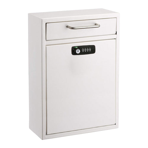 Alpine Industries ADI631-04-WHI-KC Wall Mount Lock & Combination Mailbox - 11 1/4"W X 4 3/4"D X 16 1/4"H, Stainless Steel, White-cityfoodequipment.com
