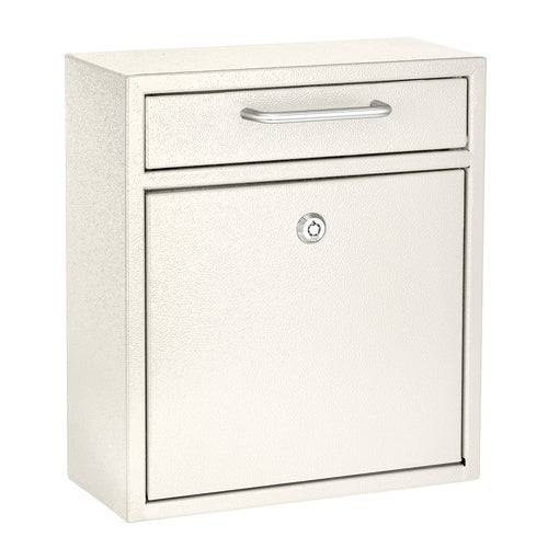 Alpine Industries ADI631-05-WHI Wall Mount Locking Mailbox - 10 2/5"W X 4 1/2"D X 12"H, Stainless Steel, White-cityfoodequipment.com
