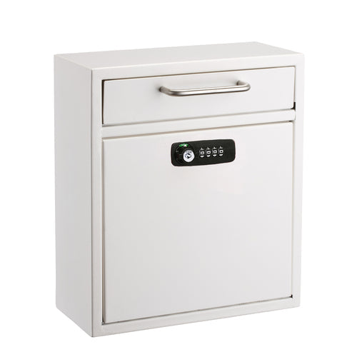 Alpine Industries ADI631-05-WHI-KC Wall Mount Lock & Combination Mailbox - 10 4/10"W X 4 1/2"D X 12"H, Stainless Steel, White-cityfoodequipment.com
