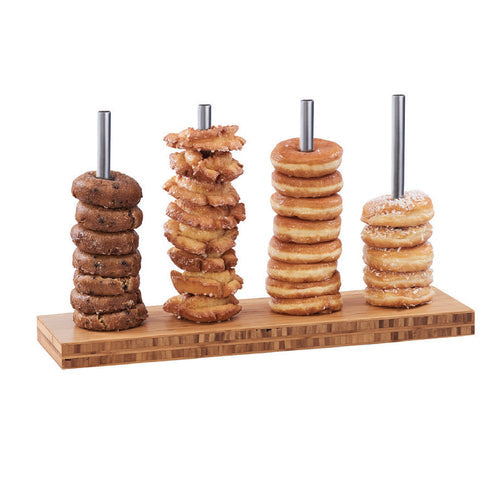 Cal-Mil 22008-4-60 4 Peg Doughnut/Bagel Display Tray - 25"W x 7"D x 13"H, Bamboo-cityfoodequipment.com
